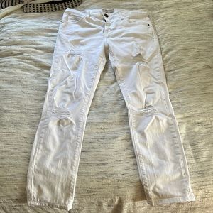 Current Elliott white straight legged jeans